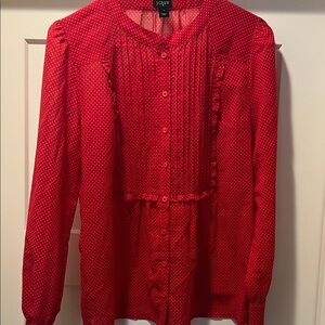 J. Crew Red Button-Down Blouse